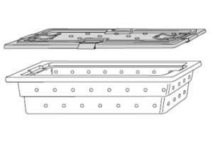Стерилизационная кассета, с крышкой, с силиконовой подушкой WA05980A, наружные размеры 537 x 139 x 268 mm