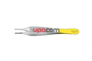 Пинцет по ADSON-BROWN, атравматический, с тонкими зубцами по краям, с карбид-вольфрамовыми вставками, ширина 1.5 мм, длина 12 см