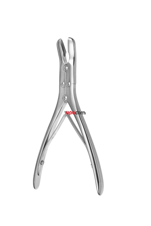 Щипцы костные-кусачки шарнирные с двойной передачей, с узкими губками, изогнутые по плоскости, 180 мм