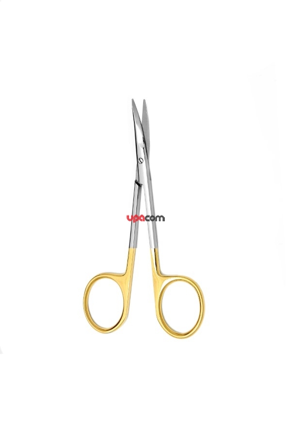 Ножницы глазные остроконечные вертикально-изогнутые, ТС, 113 мм